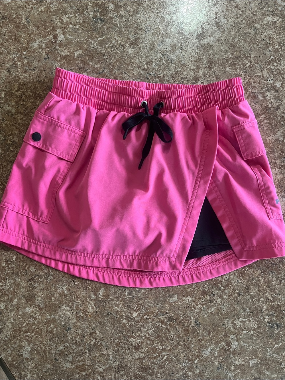 PINK Victoria's Secret Bright Pink Active Skort with Black Drawstring
